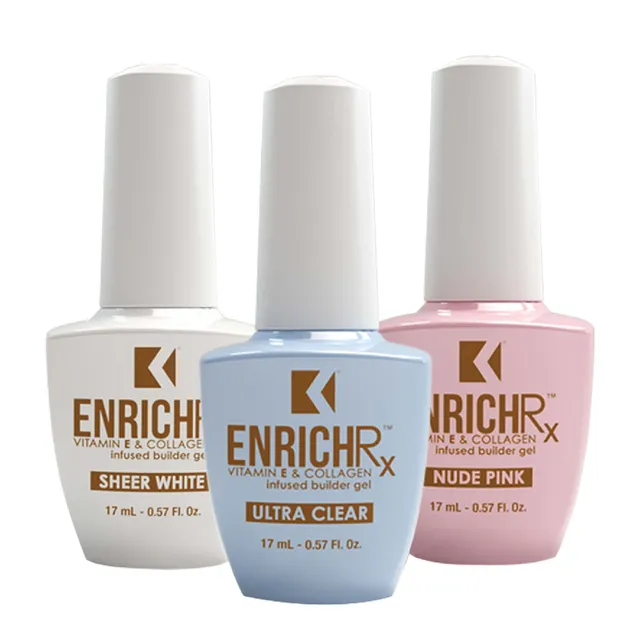 kupa-enrichrx-trio-pack-gel-builder-soak-off-uv-led-3-teintes-ultra-clear-sheer- image 1