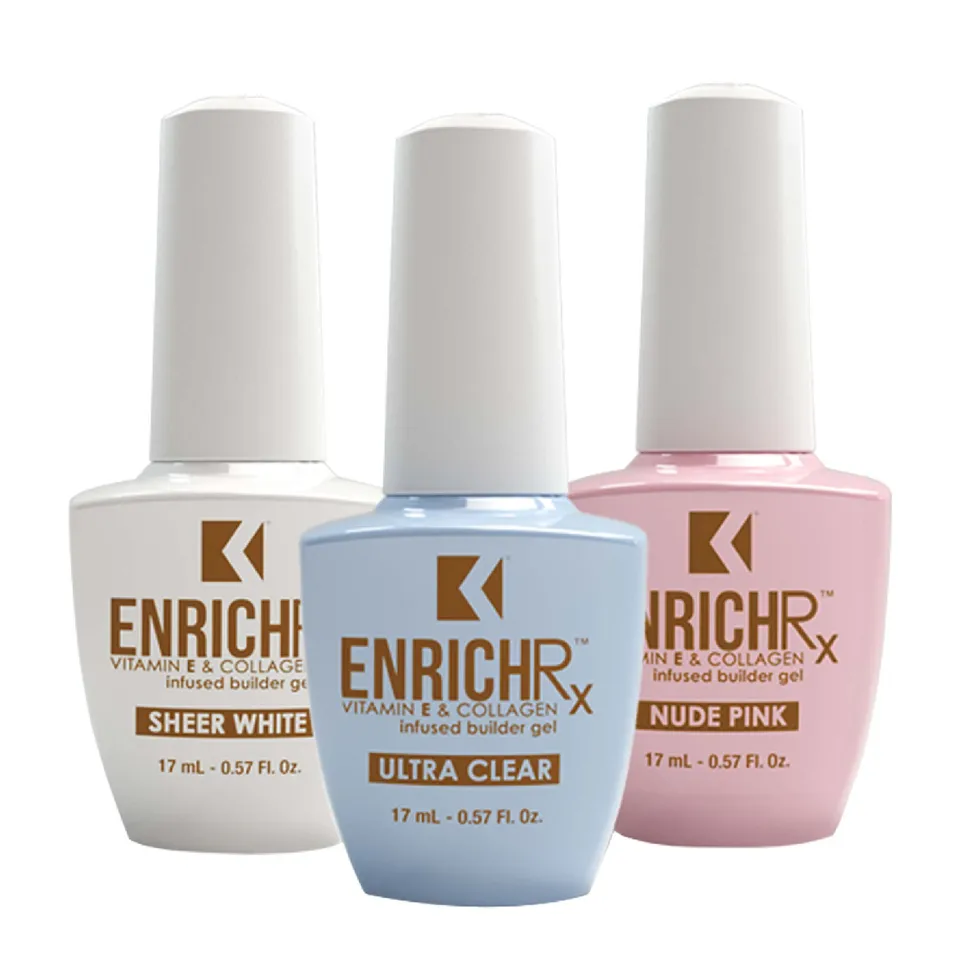 kupa-enrichrx-trio-pack-gel-builder-soak-off-uv-led-3-teintes-ultra-clear-sheer- image 1