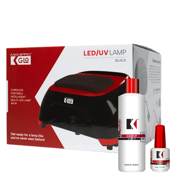 kupa-manipro-glo-kit-lampe-led-uv-sans-fil-noir-liser-rouge-top-gloss-gelfinity- image 1
