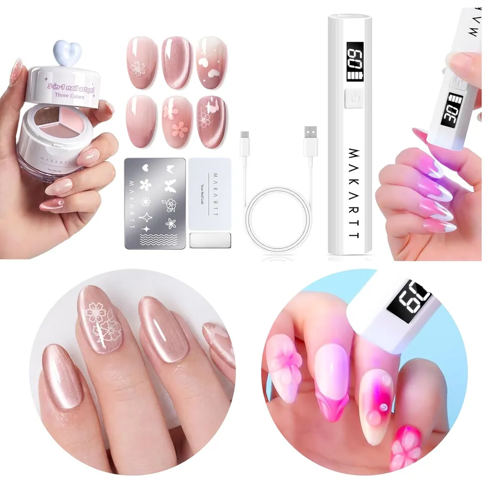 makartt-colorpot-5-en-1-mini-lampe-uv-kit-gel-ongles-effet-p-tale-voile-avec-tam image 1