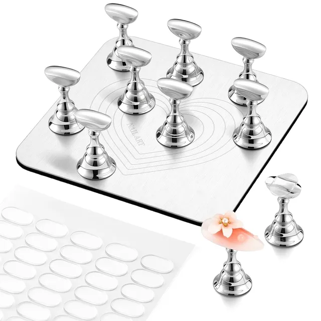makartt-silver-metal-nail-stand-support-ongles-m-tallique-pour-press-on-et-verni image 1