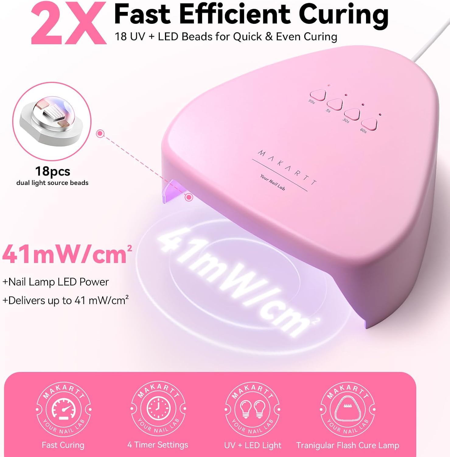 makartt-uv-nail-lamp-41-mw-cm-lampe-18-led-avec-capteur-automatique-et-4-minuteu image 2