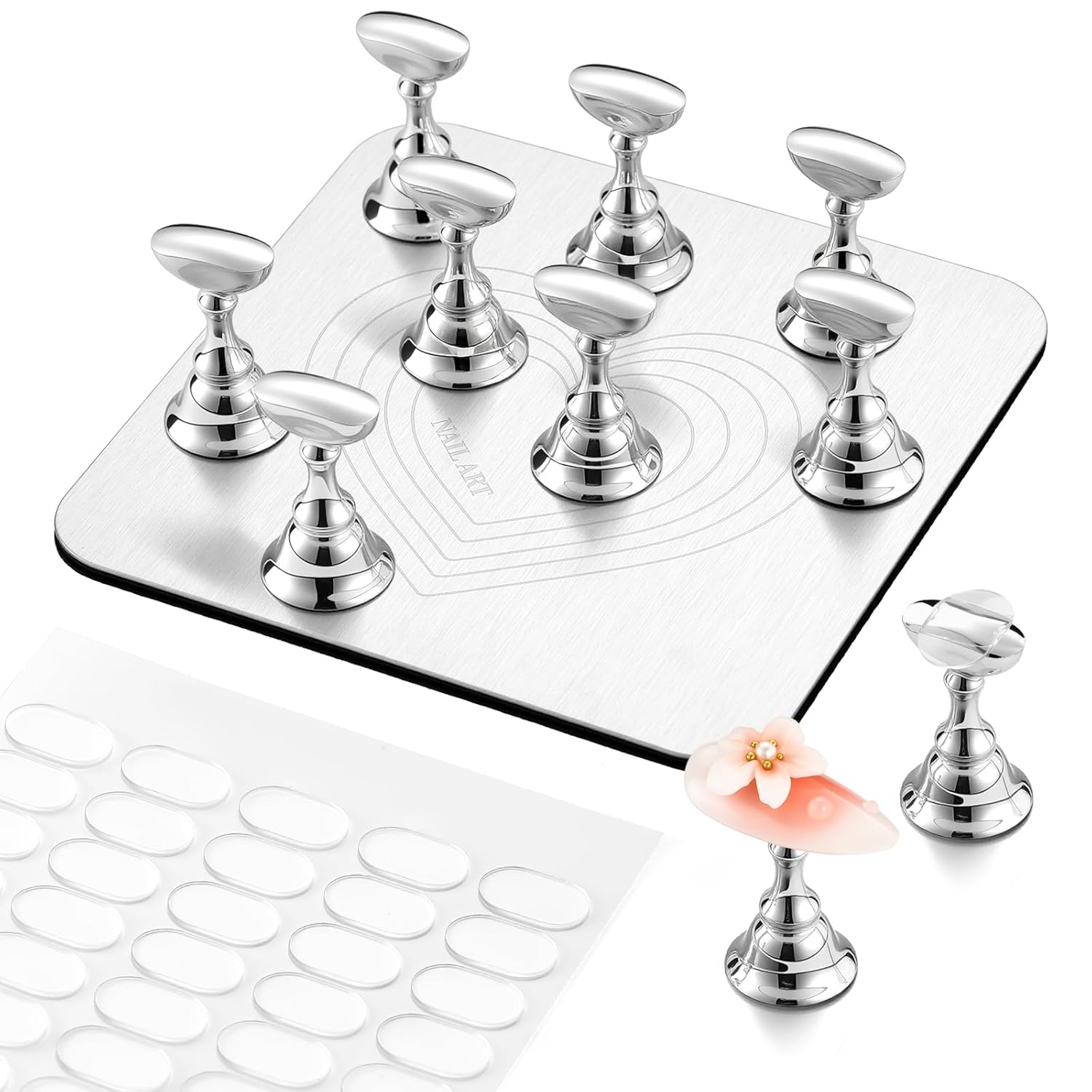 makartt-silver-metal-nail-stand-support-ongles-m-tallique-pour-press-on-et-verni image 1