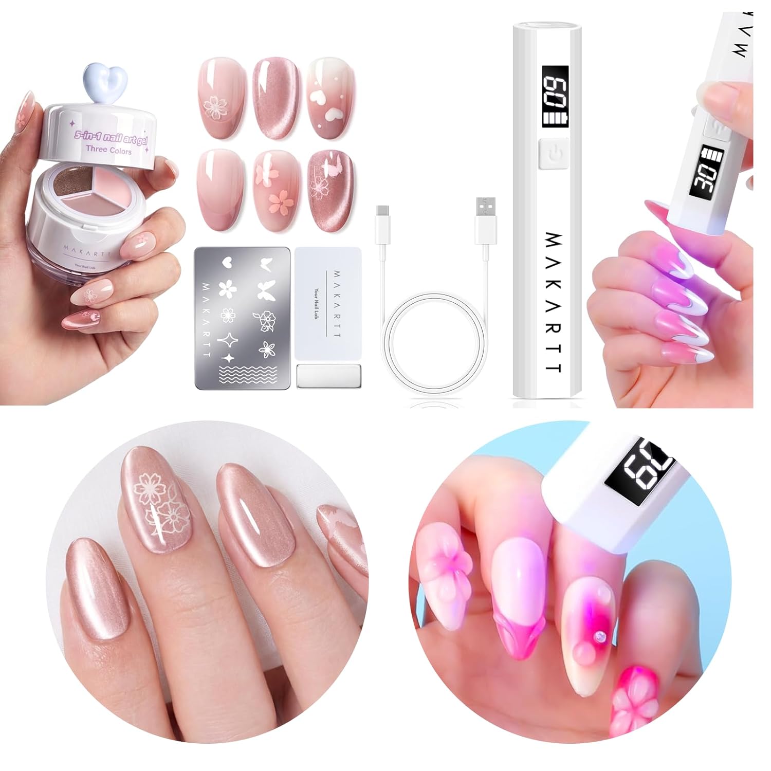 makartt-colorpot-5-en-1-mini-lampe-uv-kit-gel-ongles-effet-p-tale-voile-avec-tam image 1
