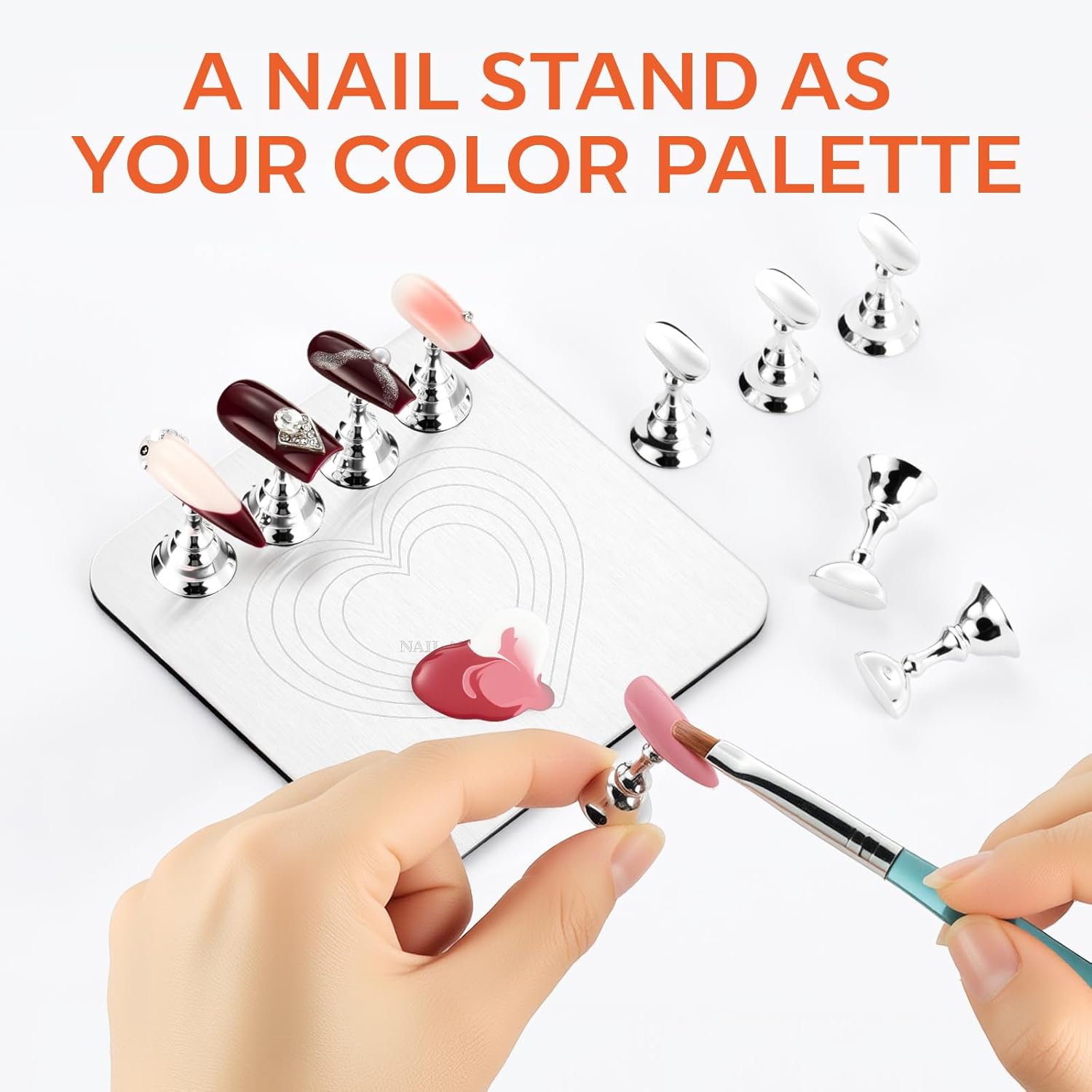 makartt-silver-metal-nail-stand-support-ongles-m-tallique-pour-press-on-et-verni image 5