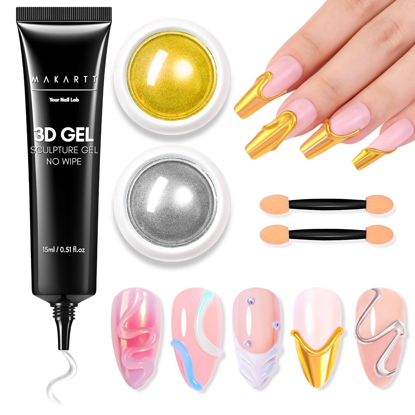 makartt-3d-nail-gel-gel-sculpture-3d-dur-et-colle-strass-en-tube-aiguille image 8
