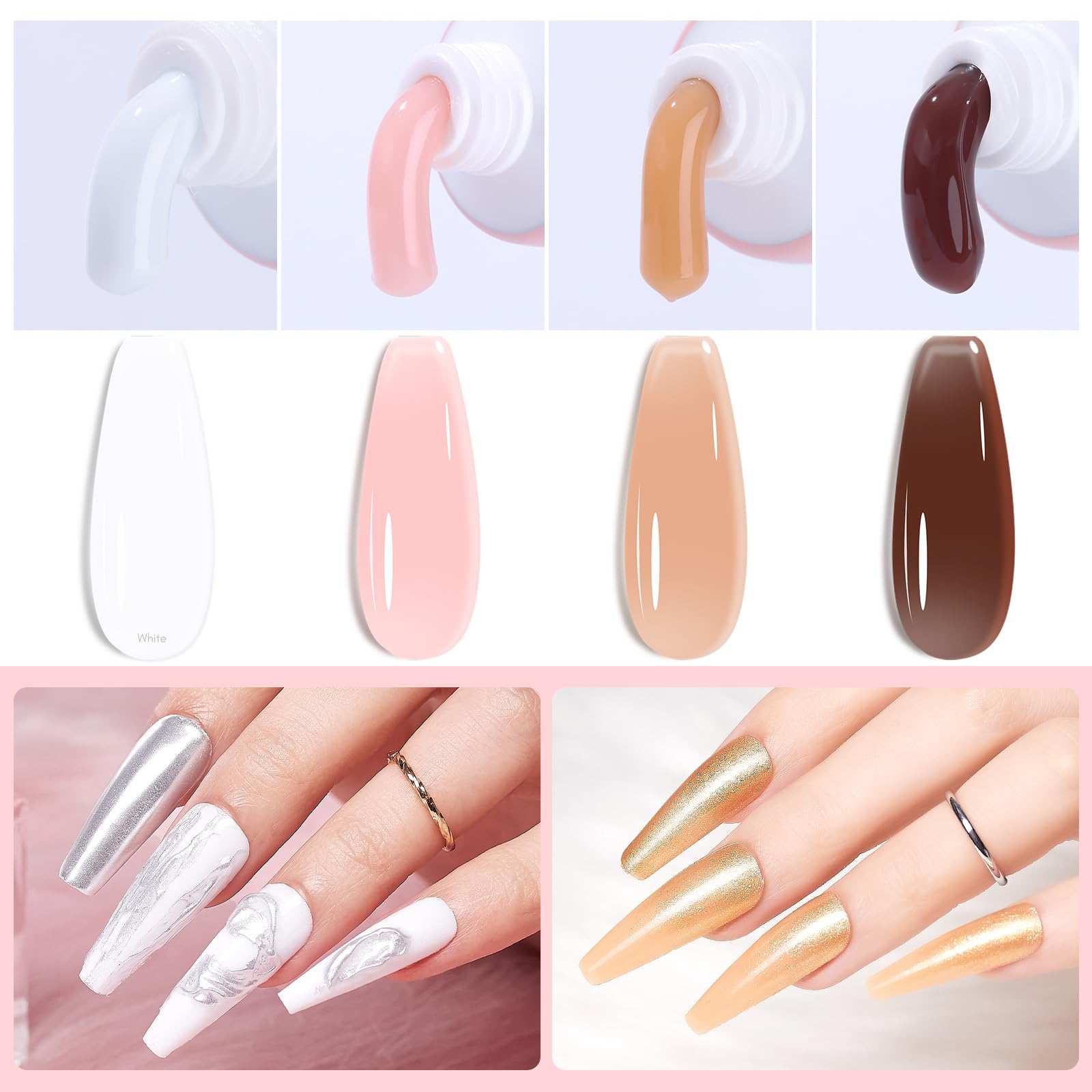 makartt-bare-nude-color-collection-kit-poly-gel-4-couleurs-15-ml-clear-dark-pink image 2